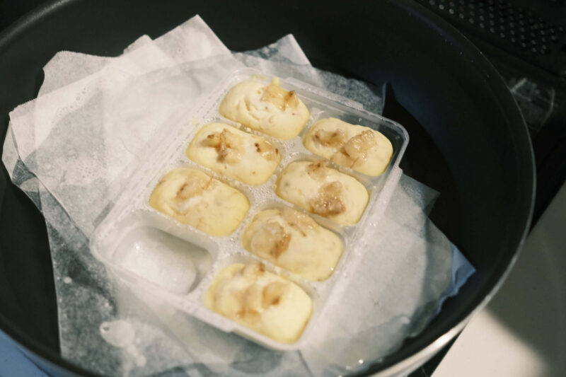 arm baby国産米粉のホットケーキミックス砂糖不使用 蒸しパン作り